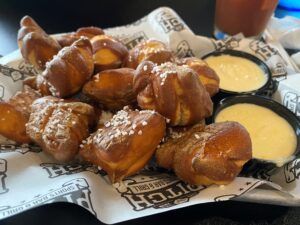 Pretzel bites with a beer cheese sauce at The Pitch.